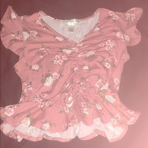 A Floural pink crop top💓